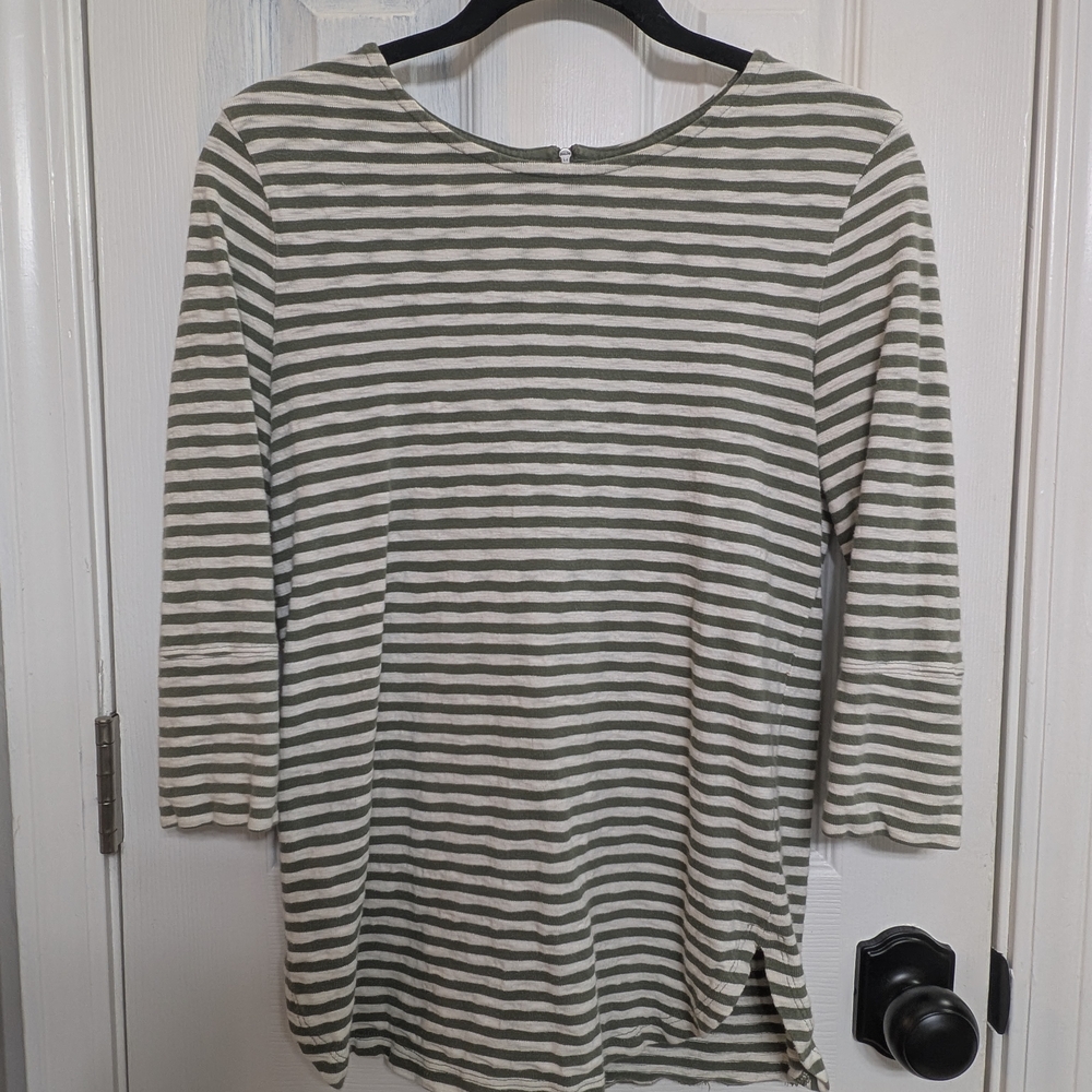 Striped Green and White Women's Top